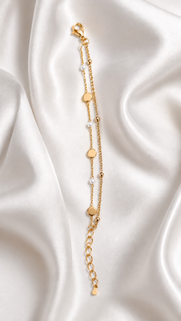 Pearl & Disc Double Layer Bracelet