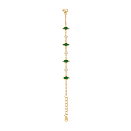 01BR0400 Emerald & Crystal Rhombus Bracelet
