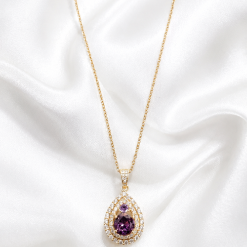 01CH0350 Amethyst Halo Necklace