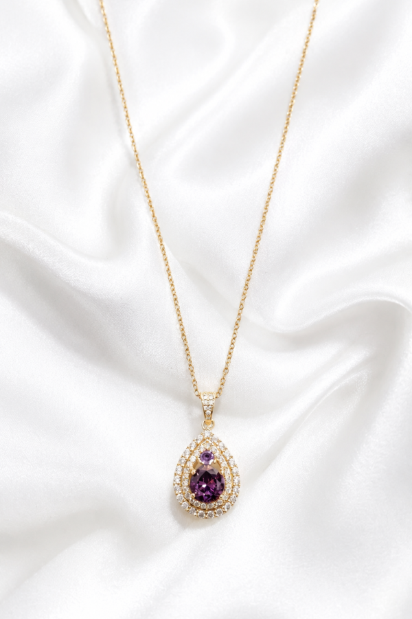 Amethyst Halo Necklace