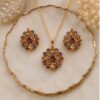 01CS0350 Amber Crystal Floral Set