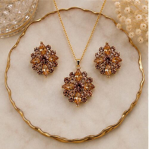 Amber Crystal Floral Set