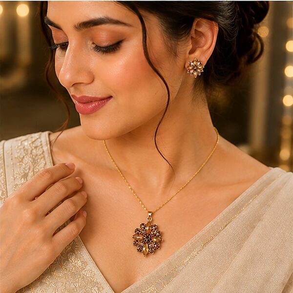 01CS0350(2) Amber Crystal Floral Set