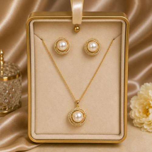 01CS1000 Royal Double Halo Pearl Set