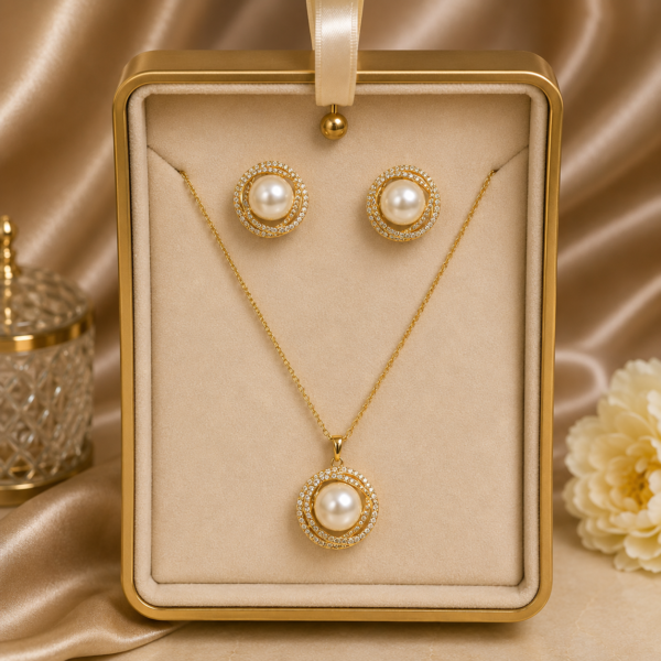 01CS1000 Royal Double Halo Pearl Set