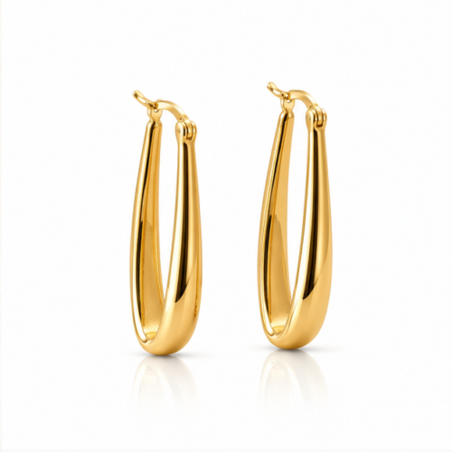 01ST0250 Sleek U-Shaped Teardrop Hoops