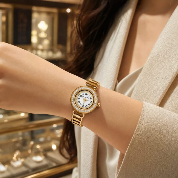 01WAT750(2) Gold Oval Link Crystal Watch