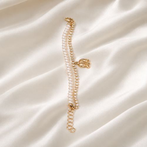 02BR0100 Elephant Pearl & Crystal Bracelet