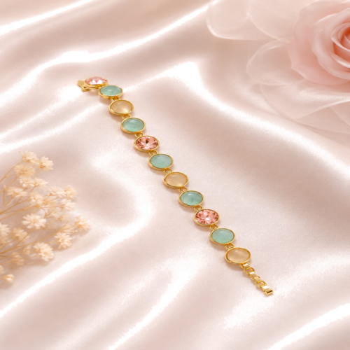 Pastel Gemstone Station Bracelet