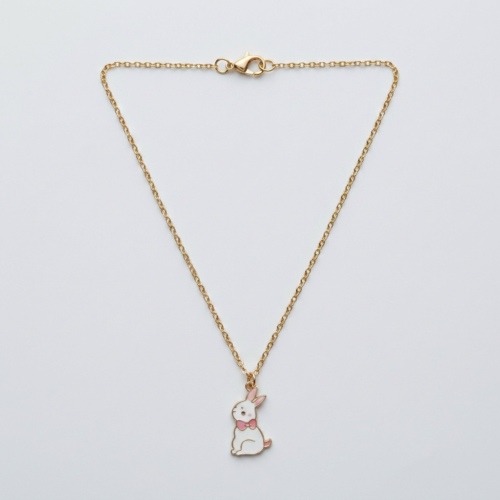 Pink Bow Bunny Pendant Necklace