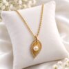 02CH0350 Pearl Leaf Necklace