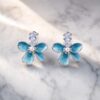02ST0400 Blue Enamel Blossom Studs
