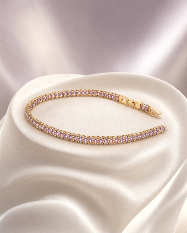 03BR0200 Amethyst-Tone Double Row Crystal Bracelet