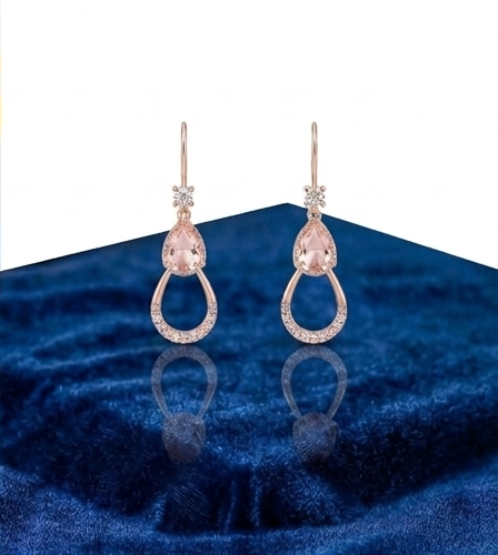 03ST0400 Peach Gemstone Halo Drops