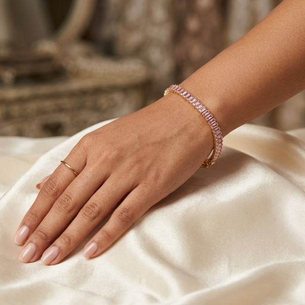 Blush Pink Baguette Crystal Bracelet