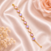04BR0350 Pink & Lilac Gemstone Link Bracelet