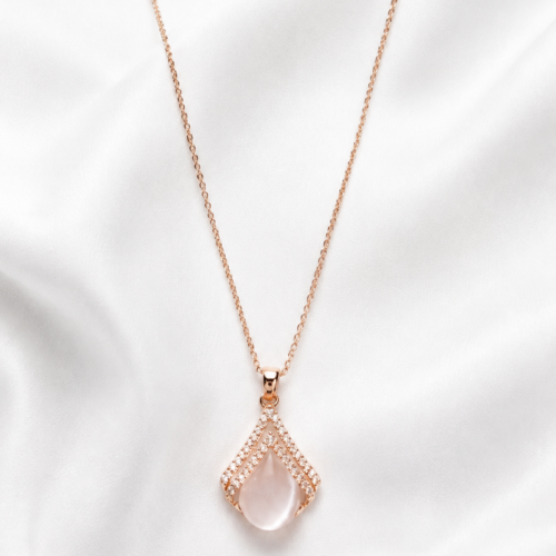 Pink Teardrop Halo Necklace