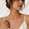 04CH0250(2) Pink Teardrop Halo Necklace