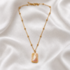 Pearly Pink Marbled Pendant Necklace