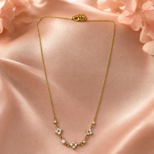 Floral Crystal Cluster Necklace