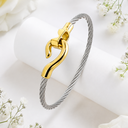 Nautical Two-Tone Cable Bangle