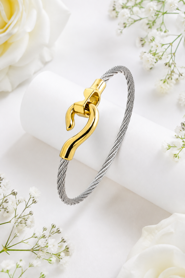 04KA0300 Nautical Two-Tone Cable Bangle