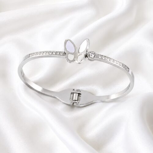 04KA0500 Iridescent Butterfly Silver Bangle