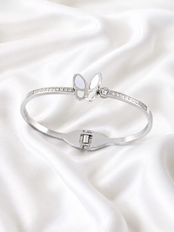 Iridescent Butterfly Silver Bangle