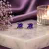 Purple Faceted Gemstone Stud Earrings