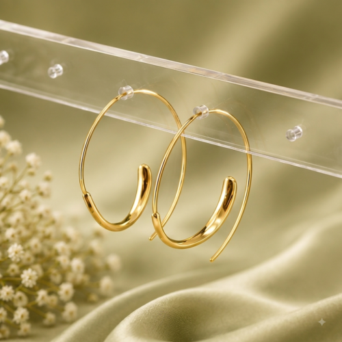 Classic Large Gold-Tone Hoop Earrings