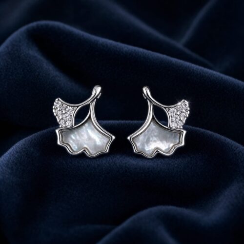 04ST0320 Mother-of-Pearl Ginkgo Studs