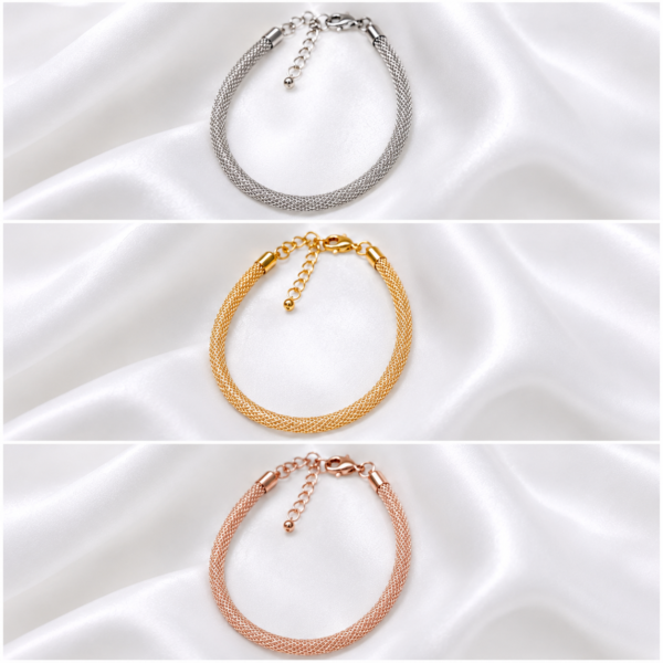 05BR0300 Three-Tone Woven Mesh Bracelet Set
