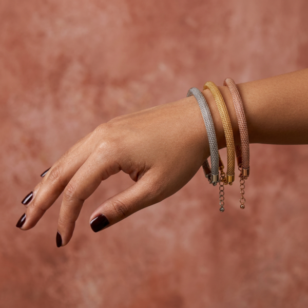 05BR0300(2) Three-Tone Woven Mesh Bracelet Set