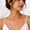 05CH0250(2) Crystal Flower & Pearl Necklace