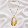 05CH0400 Textured Oval Statement Pendant Necklace
