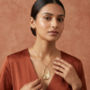 05CH0400(2) Textured Oval Statement Pendant Necklace