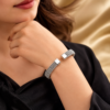 Sterling Silver-Tone Mesh Bangle