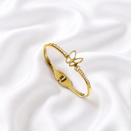 Golden Iridescent Butterfly Bangle