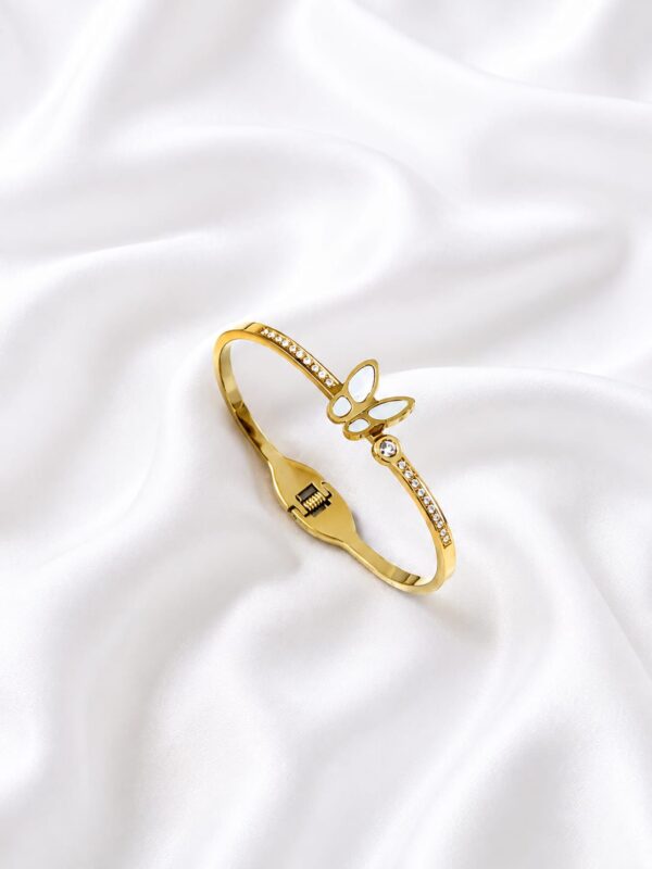 05KA0500 Golden Iridescent Butterfly Bangle
