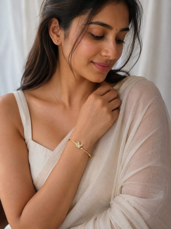 05KA0500(2) Golden Iridescent Butterfly Bangle