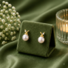 05ST0180 Curved Accent Pearl Drop Earrings