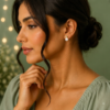 05ST0180(2) Curved Accent Pearl Drop Earrings