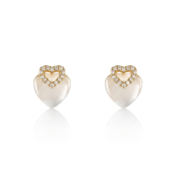 05ST0210 Heart Frame Pearl Drop Earrings