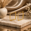 05ST0250 Rounded Square Gold-Tone Hoop Earrings