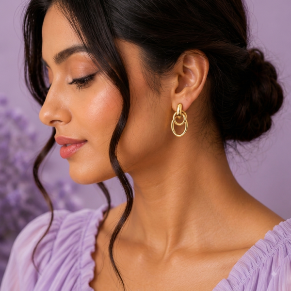 05ST0280(2) Double Oval Link Drop Earrings