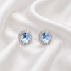 05ST0320 Blue Oval Halo Stud Earrings