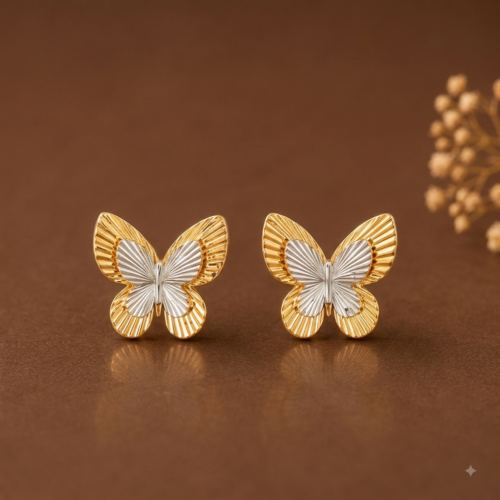 Two-Tone Butterfly Stud Earrings
