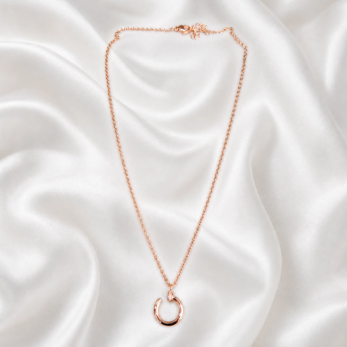 06CH0250 Open Circle Rose-Tone Pendant Necklace