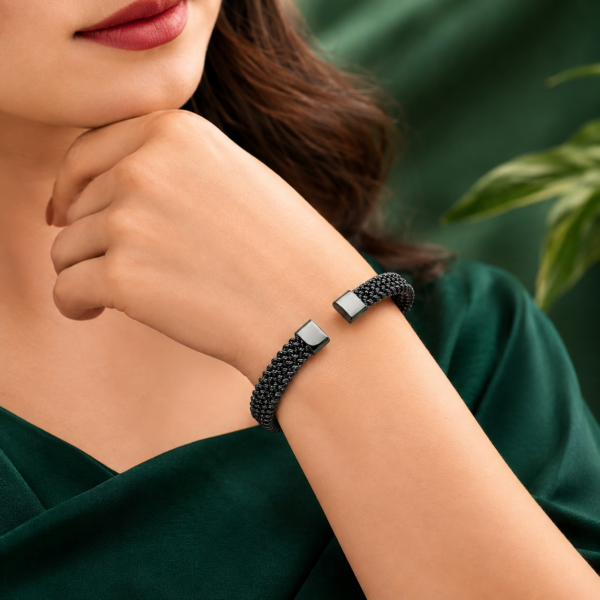Midnight Black Mesh Cuff Bangle