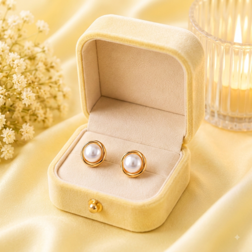 06ST0180 Concentric Pearl Stud Earrings